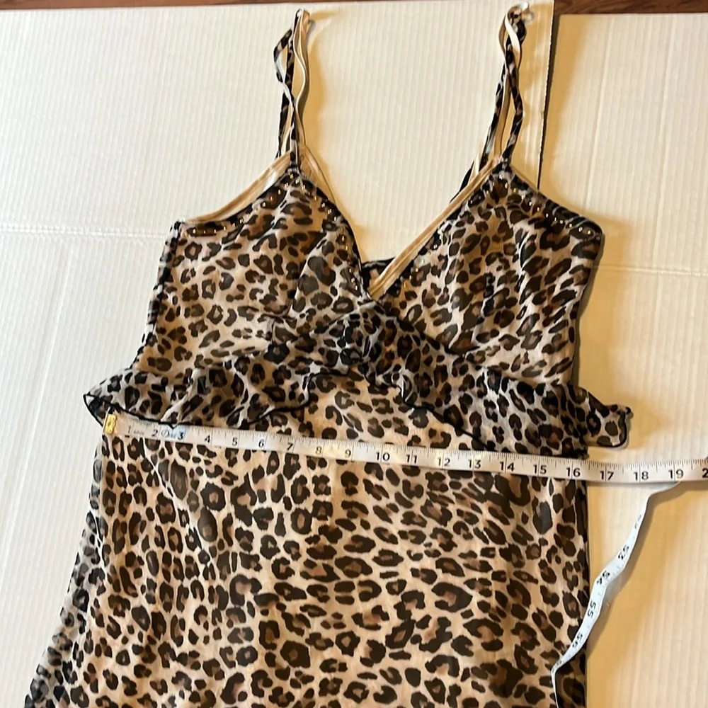 RARE! Y2K-Victoria’s Secret-M-leopard print, chiffon, stud, satin, slip, dress.